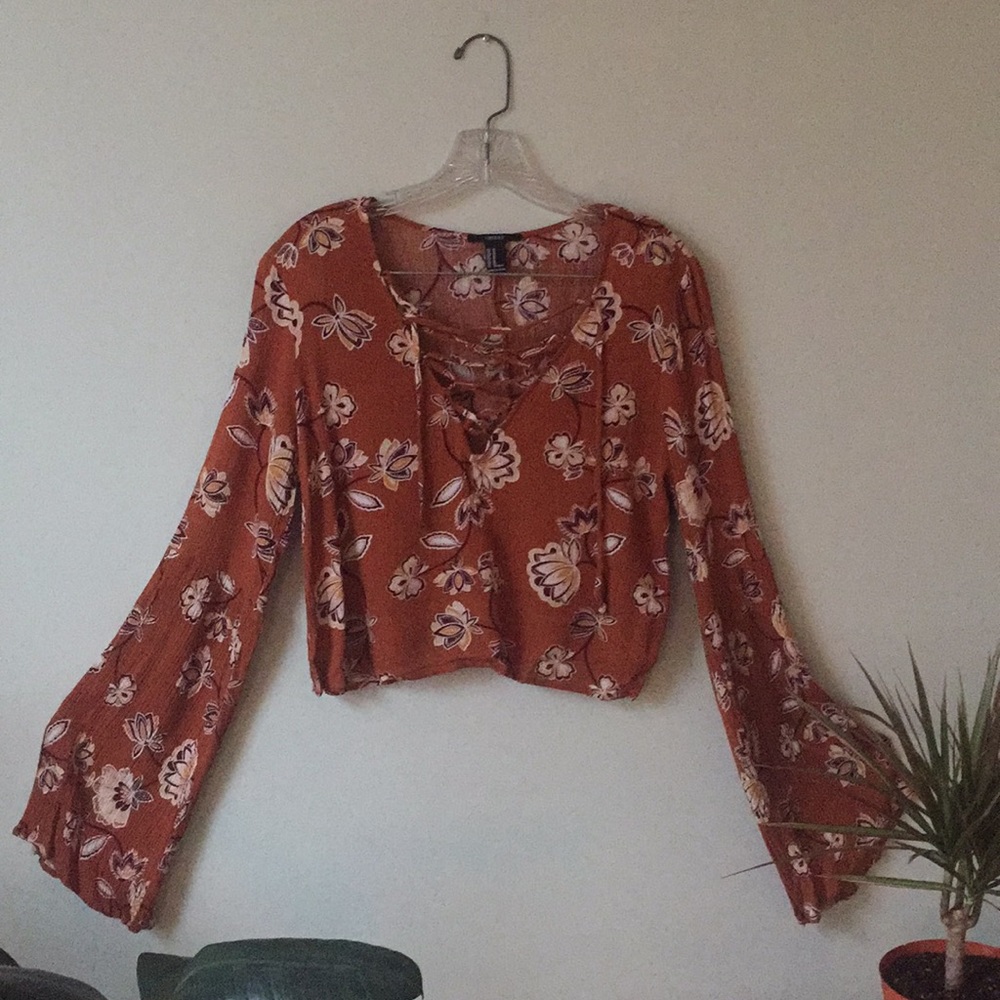 Forever 21 boho floral tied front top